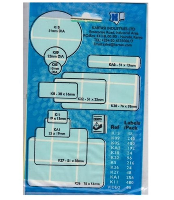 Afri Self-Adhesive White Labels - KA1 (25mm x 19mm)