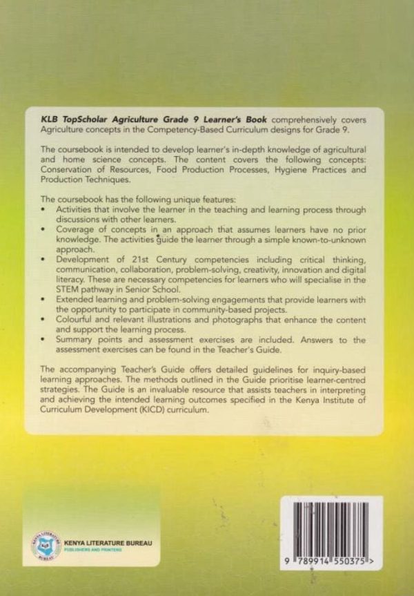 KLB Top Scholar Agriculture Grade 9 (Rationalised)