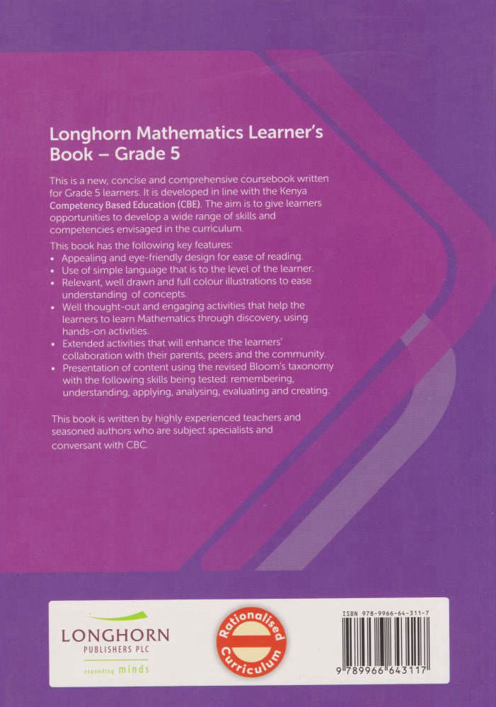 Longhorn Mathematics Grade 5 (Rationalised)