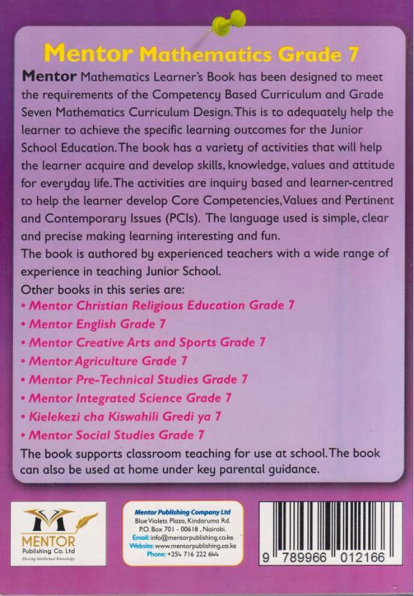 Mentor Mathematics Grade 7 (Rationalised)