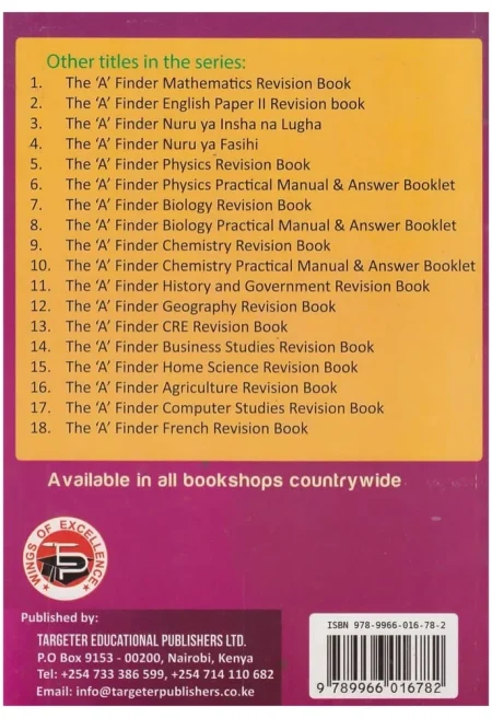 A Finder English Paper I and III Revision Book KCSE Targeter Series – Kenya secondary school English exam revision guide