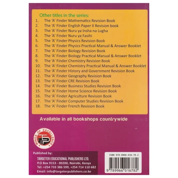 A Finder English Paper I and III Revision Book KCSE Targeter Series – Kenya secondary school English exam revision guide