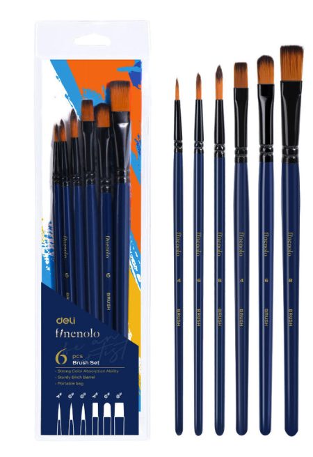 Deli Finenolo Paint Brush Set – 6 Pieces EC277