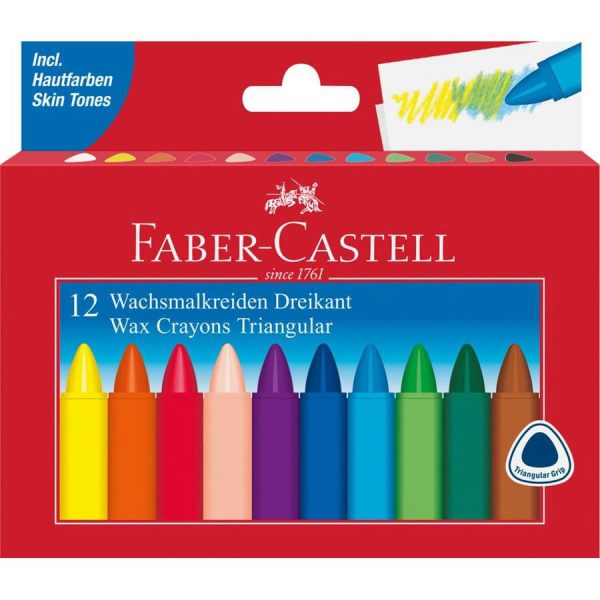 Faber‑Castell Triangular Wax Crayons 12‑Colour 120090