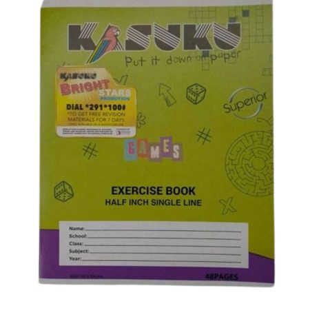 Kasuku A5 48pg Exercise Book – ½" Single Line (Superior)