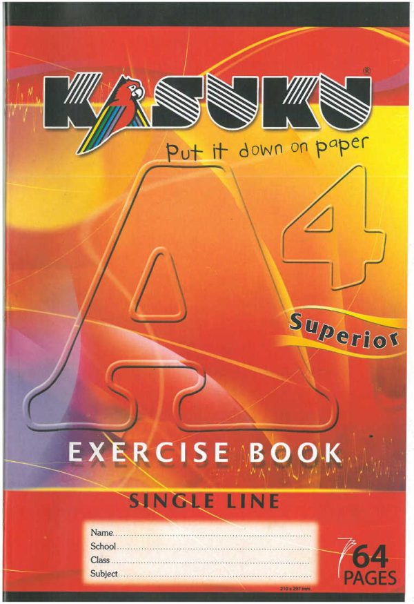 Kasuku Superior A4 64pg Exercise Book – Single Line
