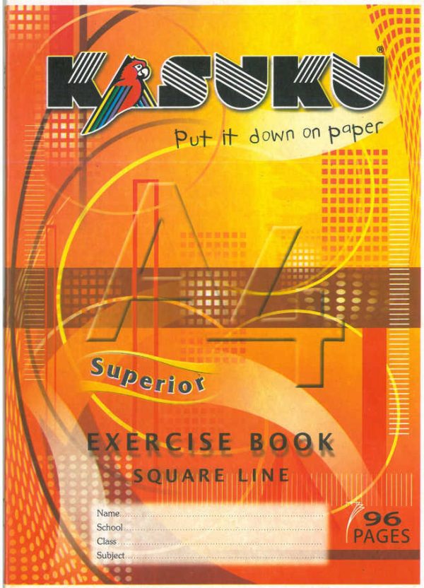 Kasuku Superior A4 96pg Exercise Book – Square Ruled