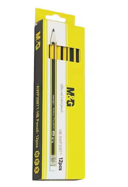 M&G HB Pencils – Yellow & Black 12pcs Pack (AWP30871)