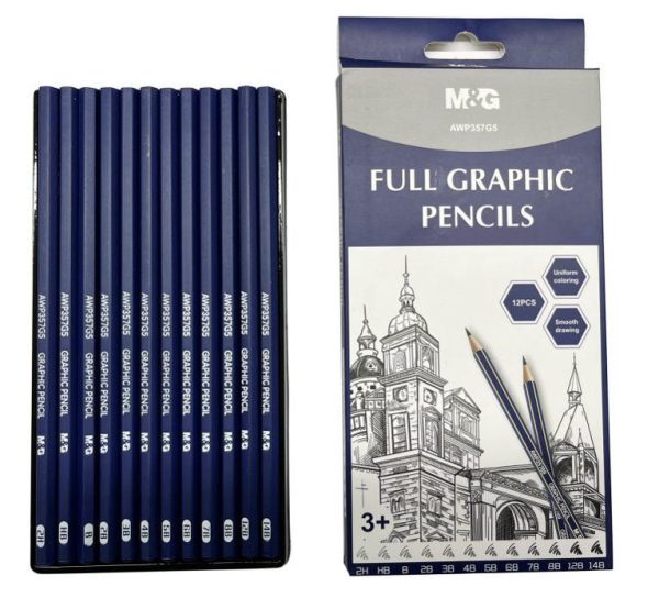 M&G Full Graphic Pencil Set – 2H to 14B (AWP357G5)