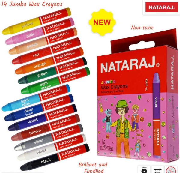 Nataraj 14-Colour Jumbo Wax Crayons 90 mm
