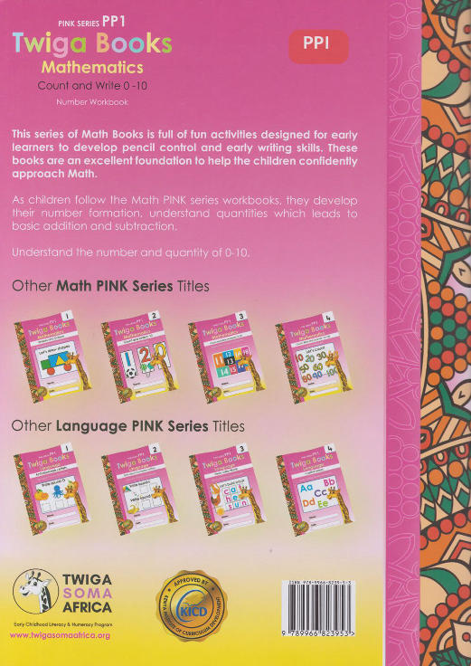 Twiga Books Maths Count & Write Numbers 0-10 PP1 Book 2