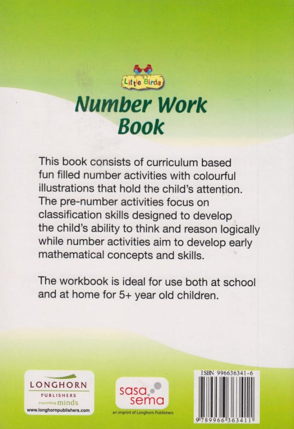 Longhorn Little Birds Number Work Book - Early Maths Skills