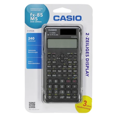 Casio FX-85MS 2nd Edition Scientific Calculator – 240 functions, two-line display, solar and battery powered