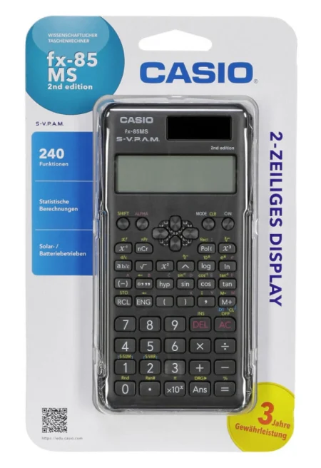 Casio FX-85MS 2nd Edition Scientific Calculator – 240 functions, two-line display, solar and battery powered