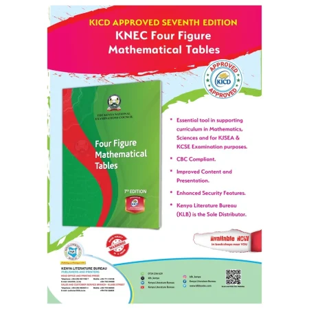 KNEC Four-Figure Mathematics Tables 7th Edition by KLB – KICD Approved Maths Reference Book for KCSE Kenya