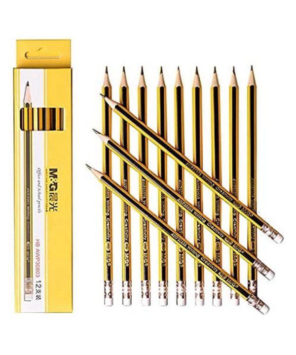 M&G HB Pencils – Yellow & Black 12pcs Pack (AWP30871)