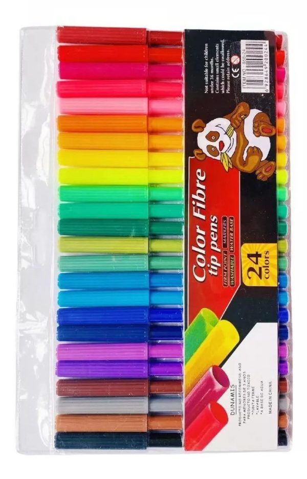 Colour Fiber Tip Pen – 24 Colours