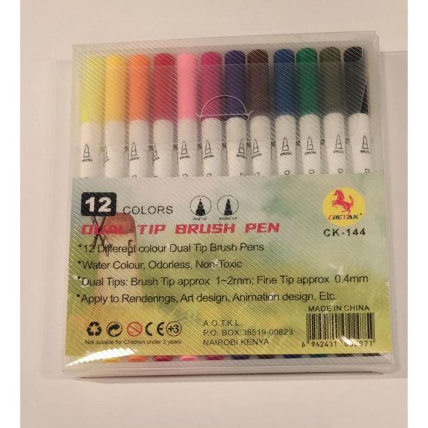 Biro Brush Dual Tip Pen CK-144 – 12 Colors