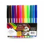 Colour Fiber Tip Pen – 12 Colours