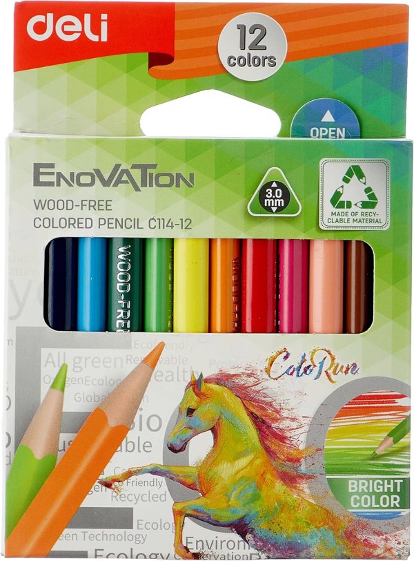 Deli C114 Colour Pencils 12 pcs – Half Size