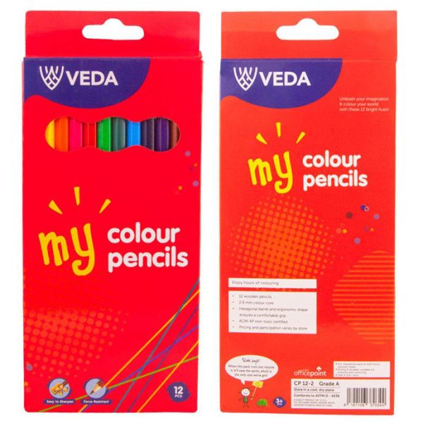 Veda 3301 Colour Pencils 12 Pieces Full Size