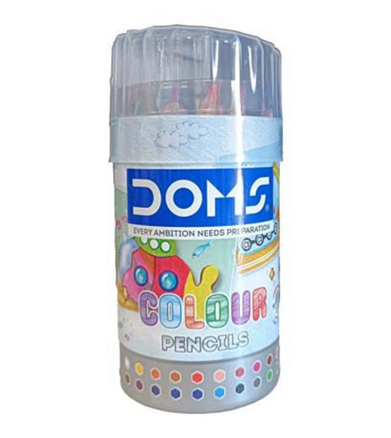 DOMS Colour Pencils 24 pcs – Tin Pack Half Size