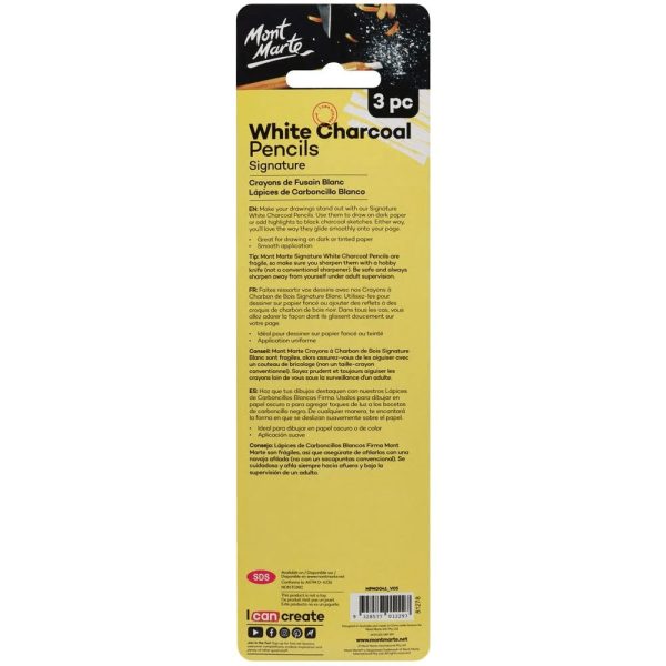 Charcoal Pencil White – 3 Pieces