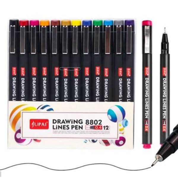 Drawing Lines Pen – 0.4 mm Tip (12 Colors)