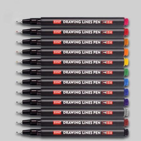 Drawing Lines Pen – 0.4 mm Tip (12 Colors)