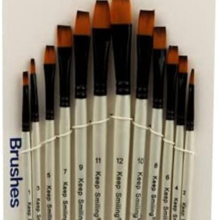 Paint Brush White A6075F Square Mix – 12 Pieces