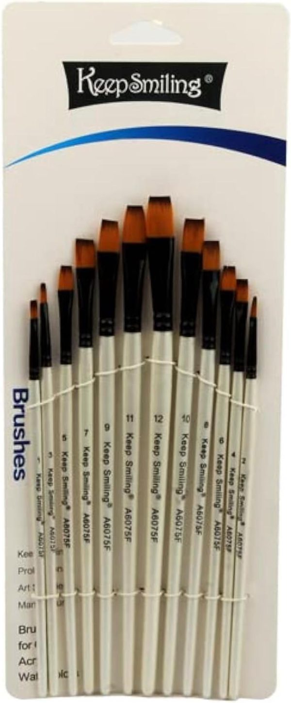 Paint Brush White A6075F Square Mix – 12 Pieces