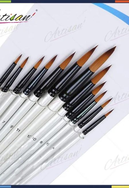 Paint Brush A6075R White Round Tip Mix – 12 Pieces