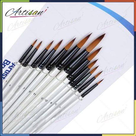 Paint Brush A6075R White Round Tip Mix – 12 Pieces