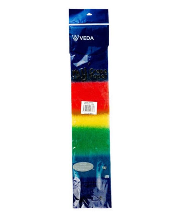 Veda Rainbow Crepe Paper - 50cm x 1.2m for Gift Wrapping, Party Decor & Floral Crafts