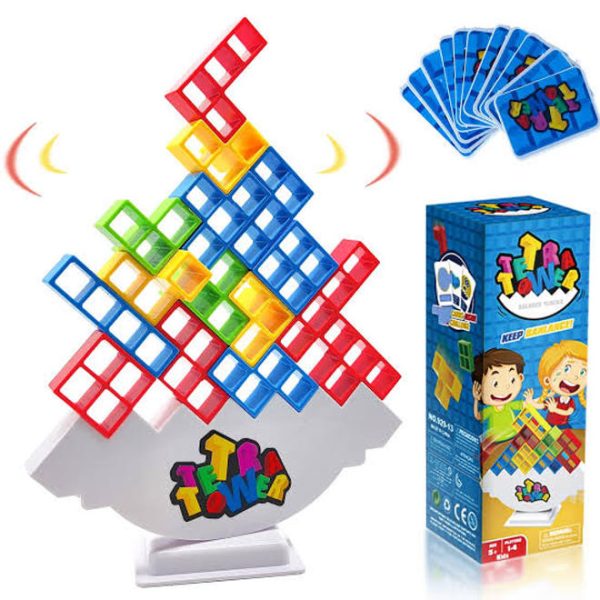 48 Pieces Tetra Tower Stacking Blocks Kids Game