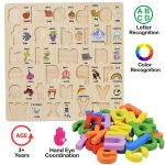 Wooden Alphabet Letters & Numbers 3D Puzzle Set