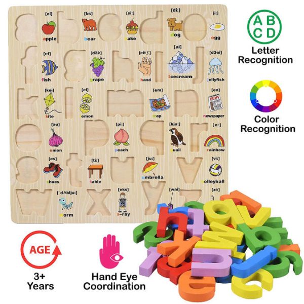 Wooden Alphabet Letters & Numbers 3D Puzzle Set