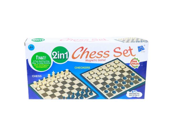 2-in-1 Chess & Draughts/Checkers Board Game