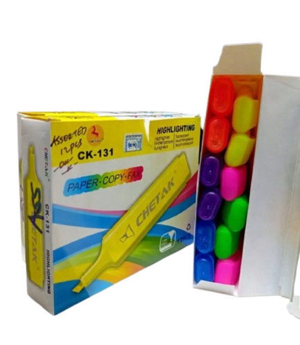 Chetak CK-131 Highlighter Set – 12 Pieces (Assorted Colours)