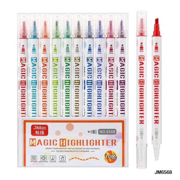 Magic JM6568 Highlighter Pen Set – 10 Colors for School, Office & Study
