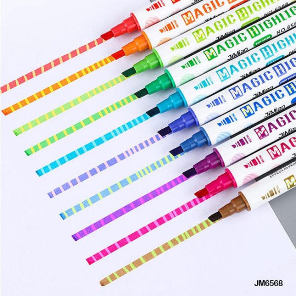 Magic JM6568 Highlighter Pen Set – 10 Colors for School, Office & Study