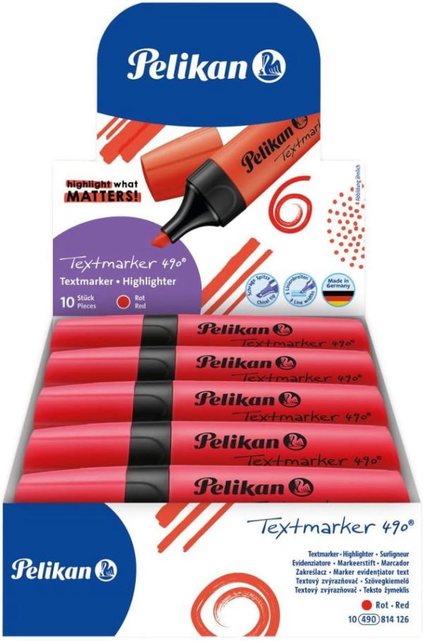 Pelikan Red Highlighter – Fluorescent Marker for Office, School & Study
