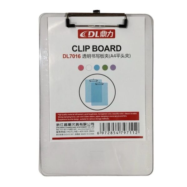 Transparent A4 Clipboard DL7016 – For School, Office & Exams