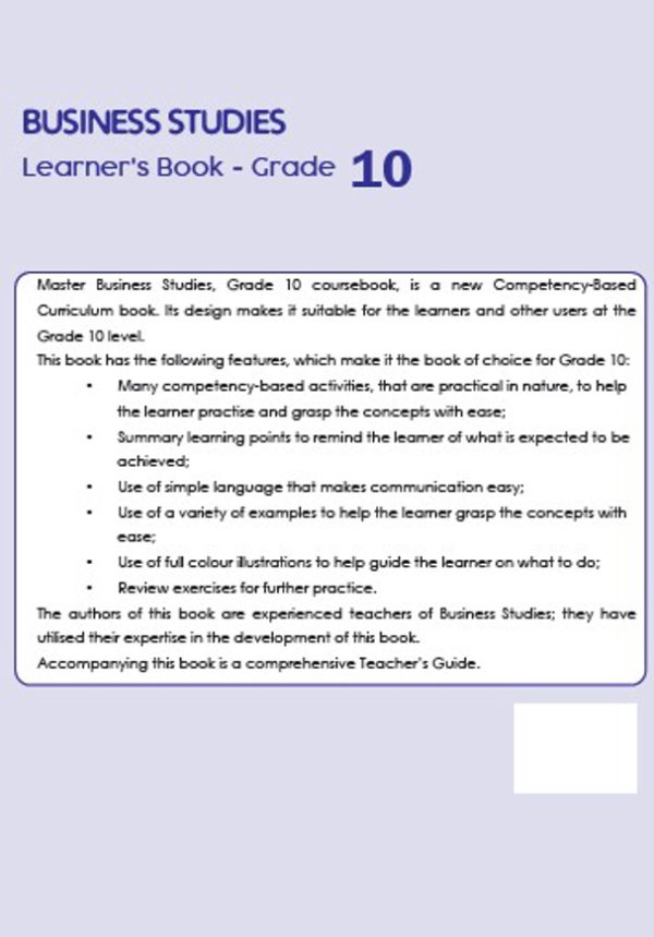 Booklyst Senior School Master Business Studies GD10