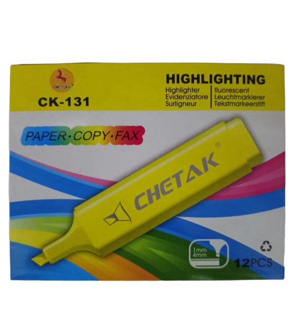 Chetak CK-131 Highlighter Set – 12 Pieces (Assorted Colours)