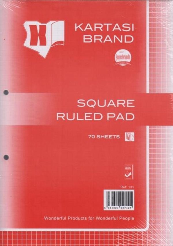 Kartasi A4 Loose Leaf Square Ruled Refill Pad - Ref131