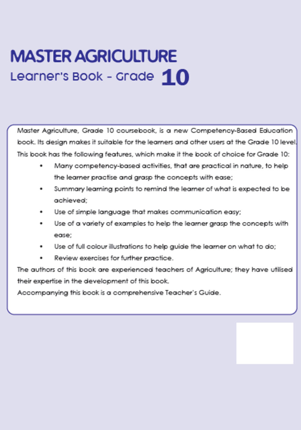 Booklyst Master Agriculture Grade 10